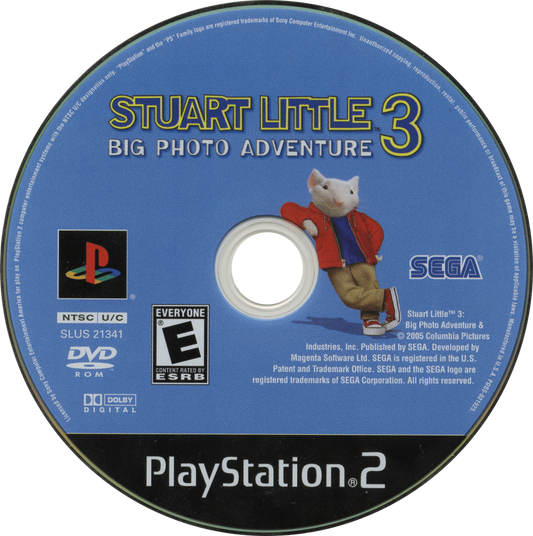 Stuart Little 3: Big Photo Adventure – PlayStation 2 (PS2) video game disc, platformer and adventure.