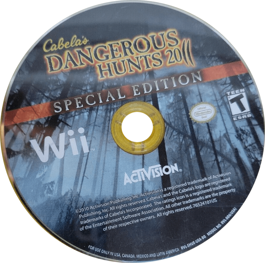 Cabela's Dangerous Hunts 2011 Special Edition disc cover art for Nintendo Wii (Wii) video game