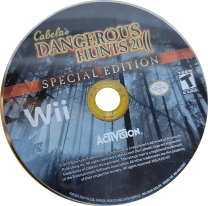 Cabela's Dangerous Hunts 2011 Special Edition disc cover art for Nintendo Wii (Wii) video game