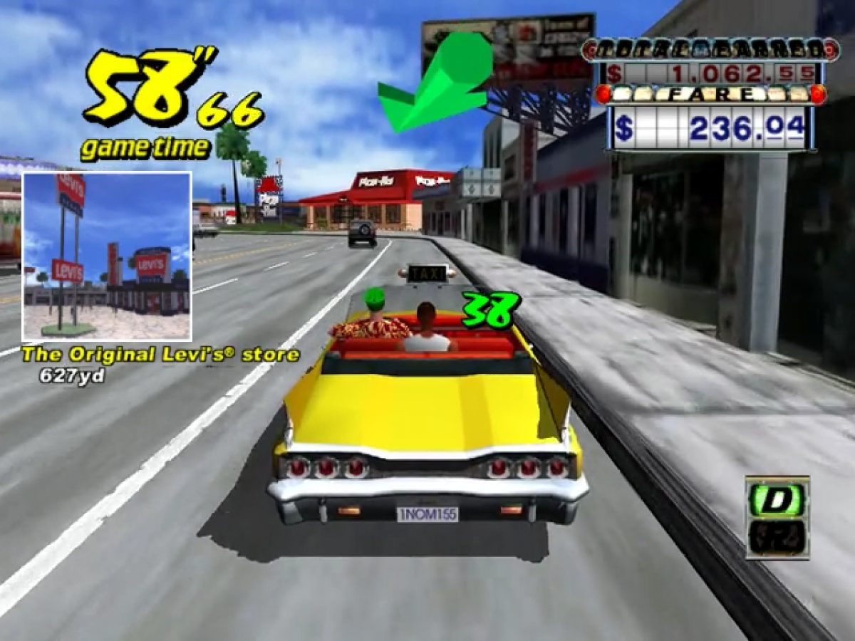 Crazy Taxi gameplay for Nintendo Gamecube (GC) video game. 
