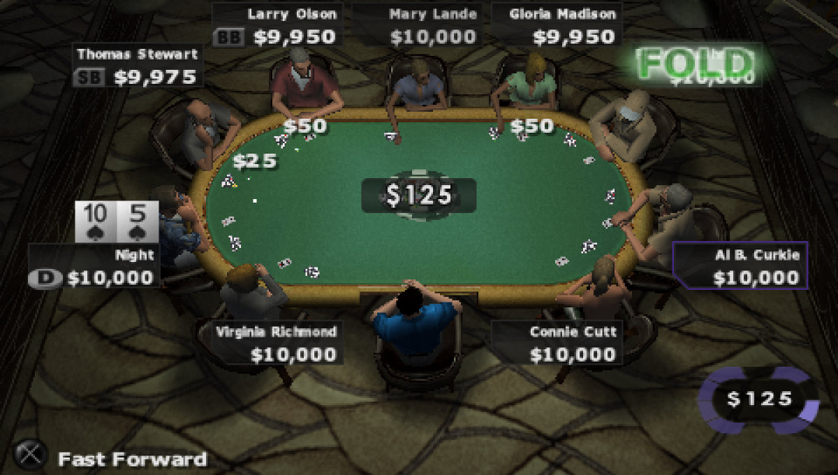 World Series of Poker gameplay for PlayStation Portable (PSP) card game simulation