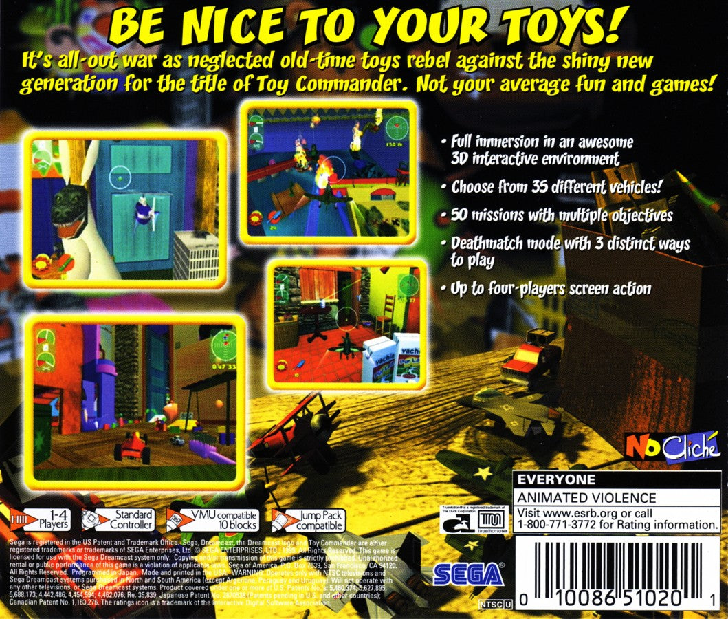 Toy Commander Sega Dreamcast retro video game vehicular combat back of case
