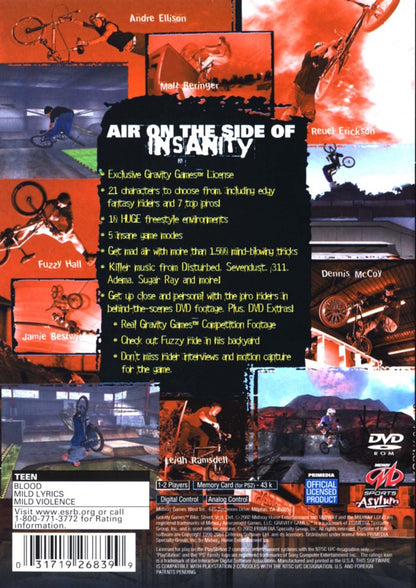 Gravity Games: Bike Street Vert Dirt back cover art for Playstation 2 (PS2) video game