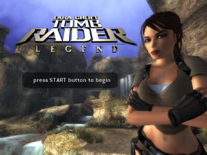 Tomb Raider: Legend – PlayStation 2 (PS2) video game title screen, action-adventure.