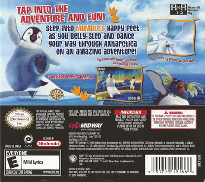 Happy Feet back of case for Nintendo DS (DS) musical rhythm adventure video game