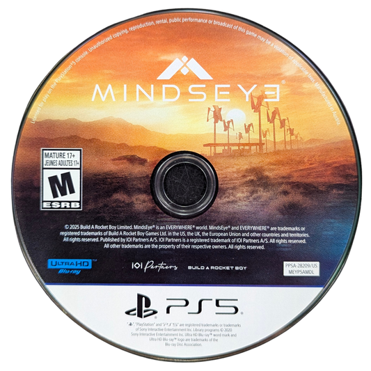 MindsEye for PlayStation 5 (PS5) at Gamers INC, featuring a high-octane, cinematic action-thriller set in a near-future world of corporate espionage, advanced robotics, and conspiracy-driven combat from the visionary creators of the "Everywhere" platform disc
