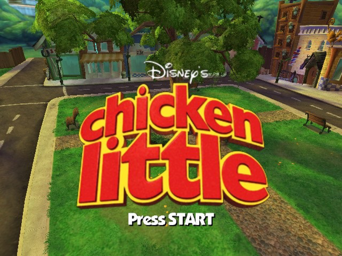 Disney Chicken Little start screen for GameCube (GC) action-adventure platformer video game