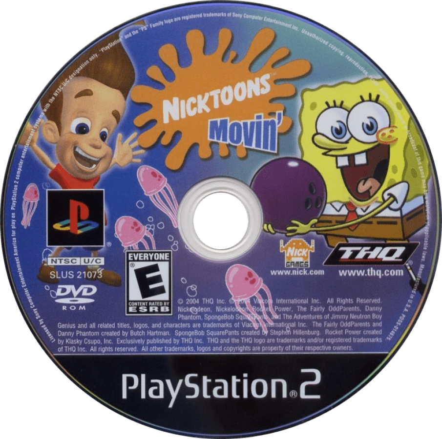 Nicktoons Movin' – PlayStation 2 (PS2) video game disc, motion-controlled party game