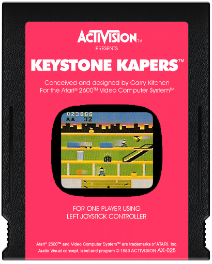 Keystone Kapers cartridge art for Atari 2600 (2600) video game
