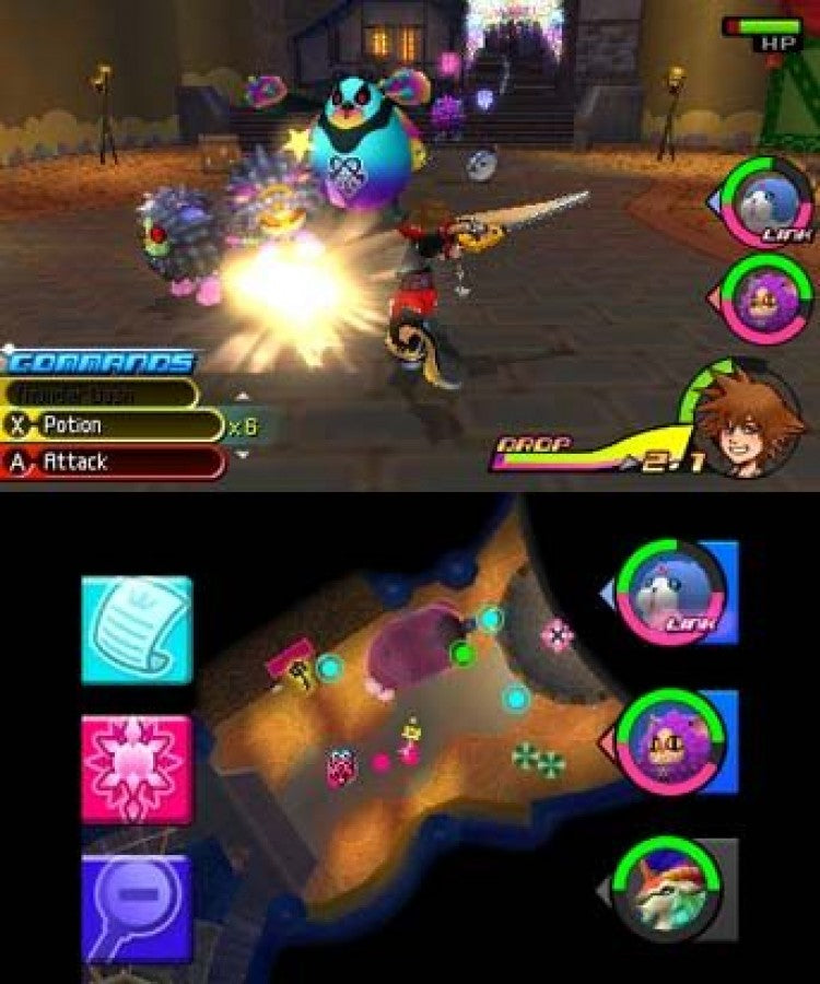 Kingdom Hearts 3D: Dream Drop Distance gameplay for Nintendo 3DS (3DS) action role-playing video game