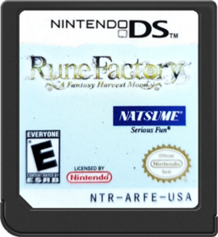 Rune Factory A Fantasy Harvest Moon Nintendo DS game featuring farming simulation, action RPG combat, and charming fantasy life gameplay disc