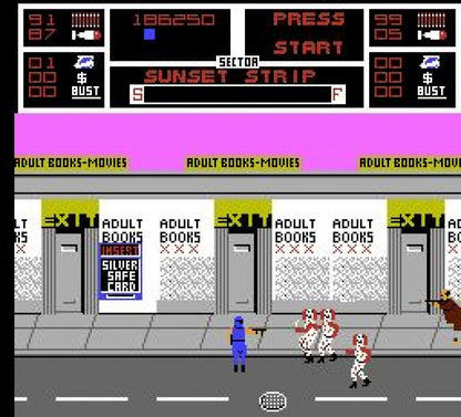 NARC Complete in Box CIB Nintendo Entertainment System NES for retro video game enthusiasts featuring side scrolling action shooter gameplay crime fighting missions explosive weapons challenging enemy encounters arcade style action complete in box collectible gaming appeal gameplay 