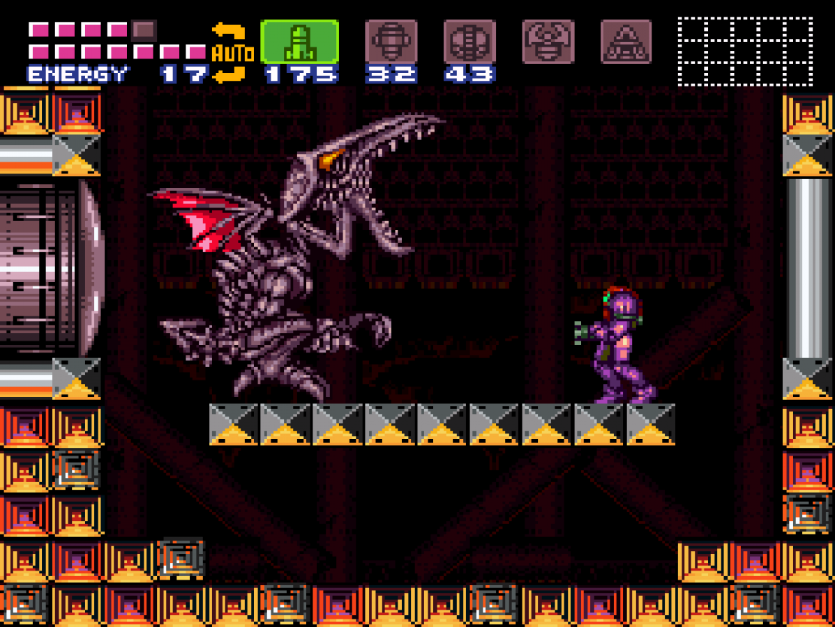 Super Metroid Player’s Choice Super Nintendo SNES video game, action adventure, sci-fi exploration, classic Nintendo title gameplay