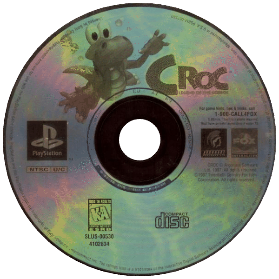 Croc: Legends of the Gobbos disc for PlayStation 1 (PS1) retro video game