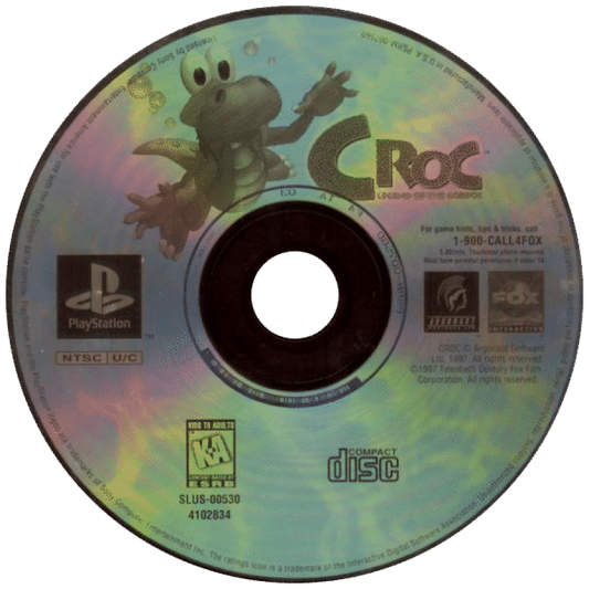 Croc: Legends of the Gobbos disc for PlayStation 1 (PS1) retro video game