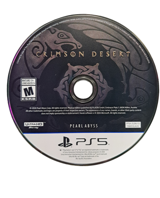 Crimson Desert PS5 inspired design featuring epic open world fantasy action adventure aesthetic vast medieval landscapes intense sword combat mythical creatures immersive exploration dynamic warfare cinematic next generation role playing experience presentation disc