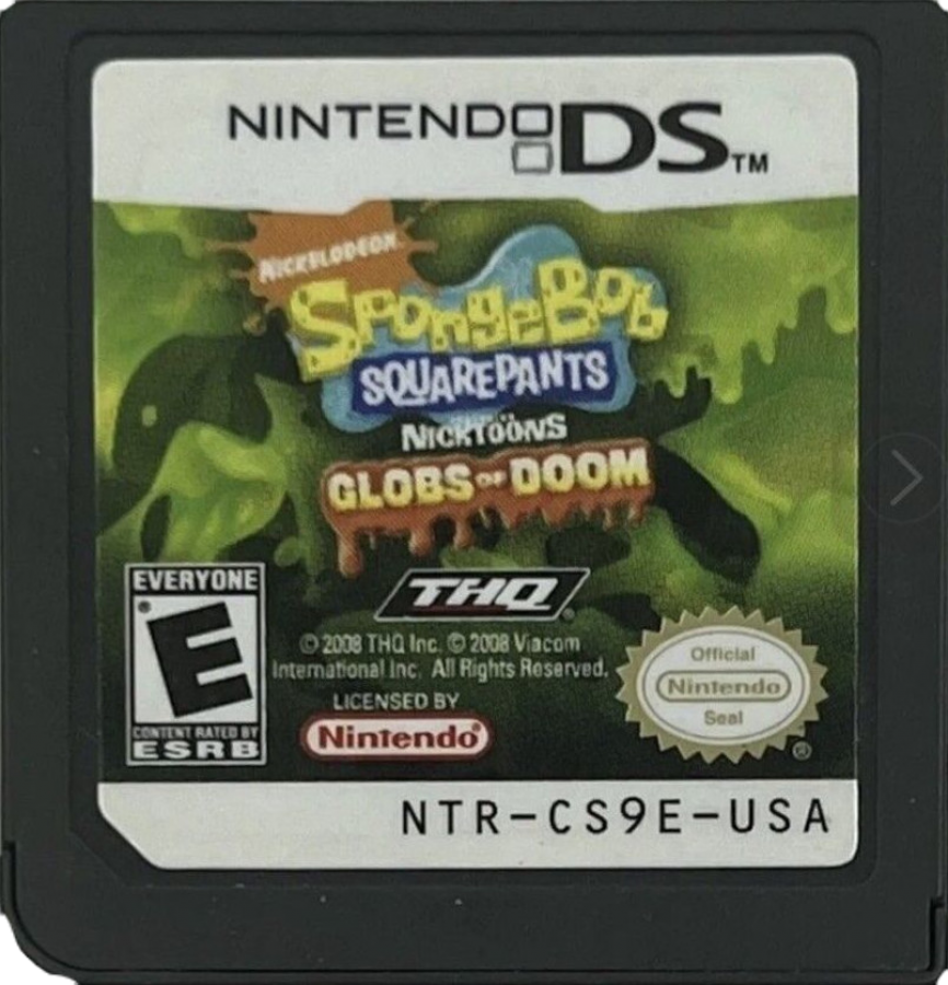SpongeBob SquarePants: Featuring Nicktoons Globs of Doom action adventure cartoon cartridge for Nintendo DS (DS) video game