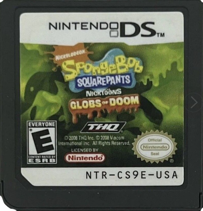 SpongeBob SquarePants: Featuring Nicktoons Globs of Doom action adventure cartoon cartridge for Nintendo DS (DS) video game