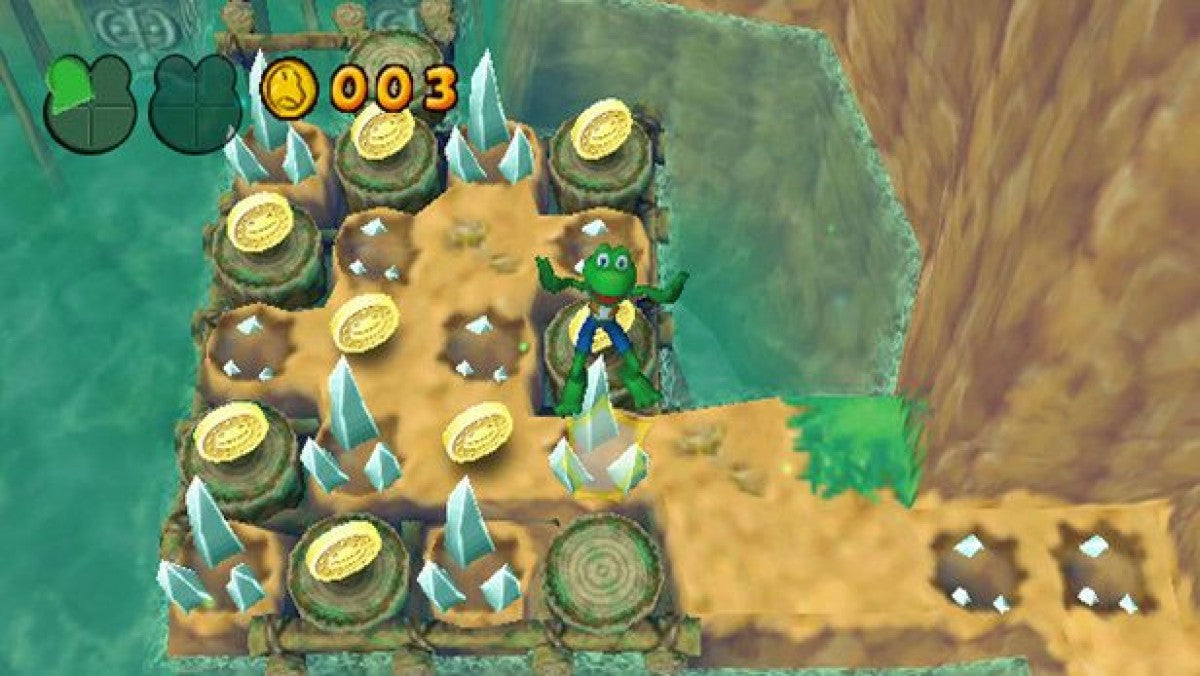 Gameplay for Frogger Ancient Shadow GameCube GC video game, arcade action, puzzle platformer, family-friendly, classic Nintendo GameCube title, adventure and strategy 