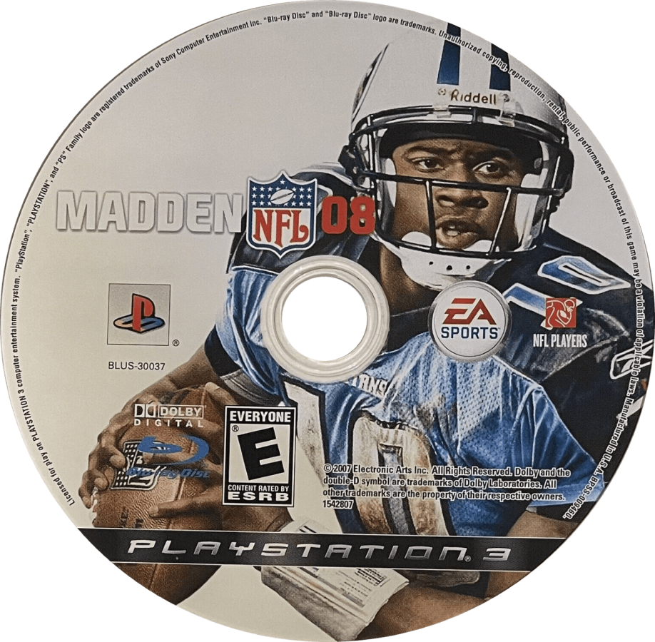 Madden NFL 08 disc art for PlayStation 3 (PS3) video game