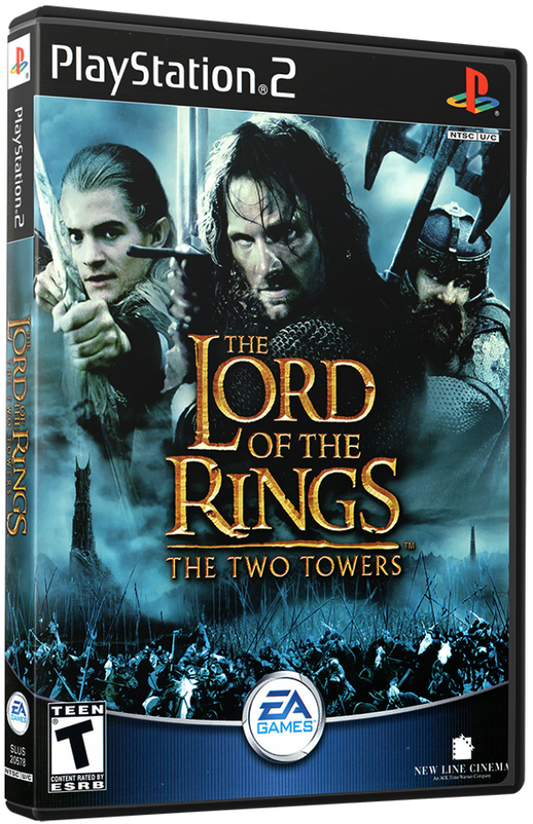 The Lord of the Rings: The Two Towers cover art for PlayStation 2 (PS2) video game