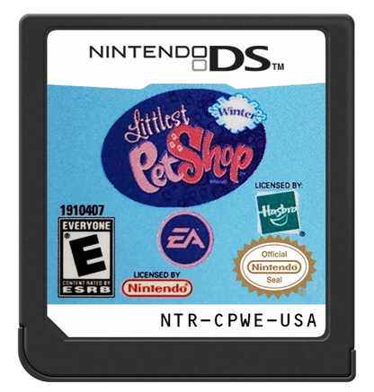 A cute winter-themed adventure where players care for pets, explore snowy areas, and enjoy fun mini-games in the Littlest Pet Shop universe cartridge