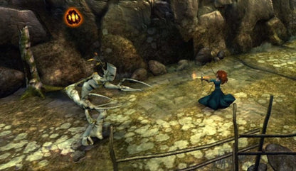 Disney Pixar Brave Nintendo Wii game featuring action adventure gameplay based on the Brave film with Merida using archery sword combat puzzle solving cooperative play and story driven levels set in a magical Scottish world gameplay