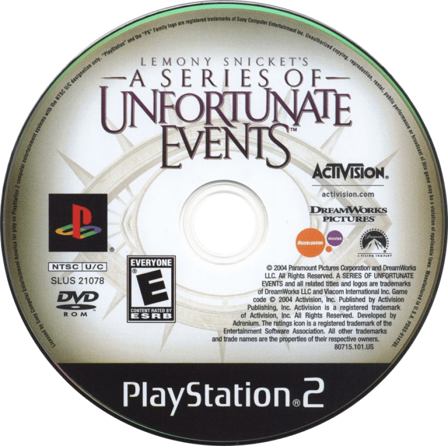 Lemony Snicket's A Series of Unfortunate Events disc art for PlayStation 2 (PS2) video game