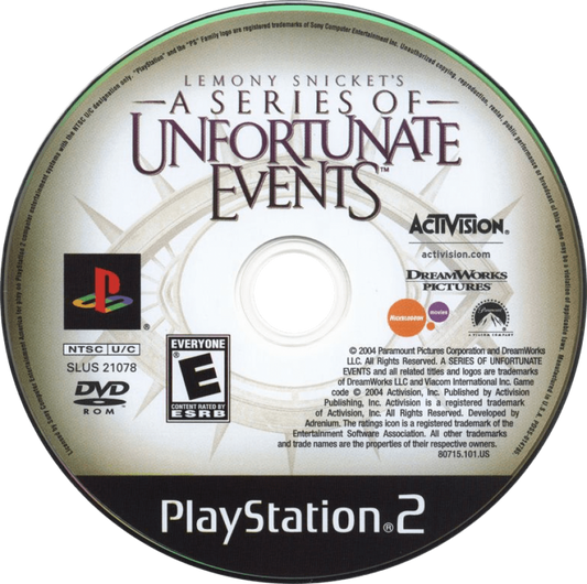 Lemony Snicket's A Series of Unfortunate Events disc art for PlayStation 2 (PS2) video game