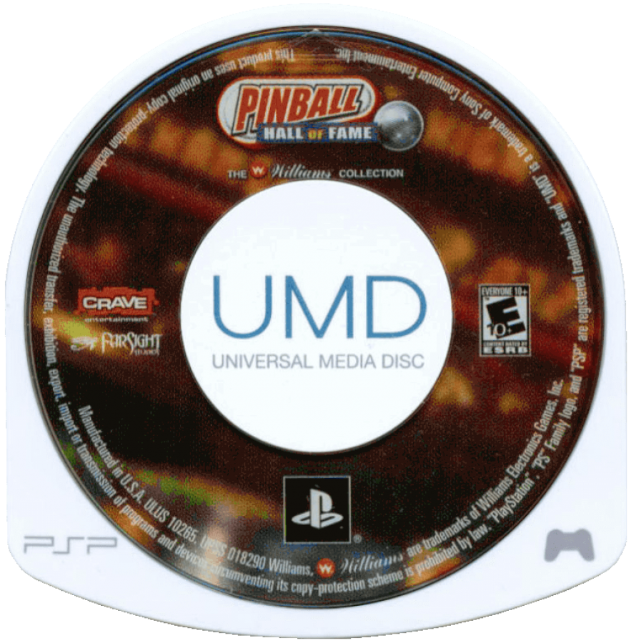 Pinball Hall of Fame: The Williams Collection disc for PlayStation Portable (PSP) classic pinball simulation game