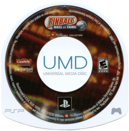 Pinball Hall of Fame: The Williams Collection disc for PlayStation Portable (PSP) classic pinball simulation game