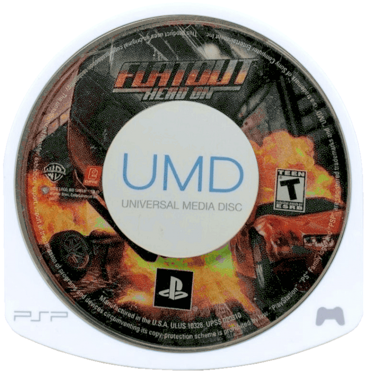FlatOut Head On PSP inspired design featuring demolition racing action aesthetic high speed crashes destructive derby competition chaotic vehicle combat arcade style racing intense stunts explosive motorsport gameplay handheld gaming presentation UMD