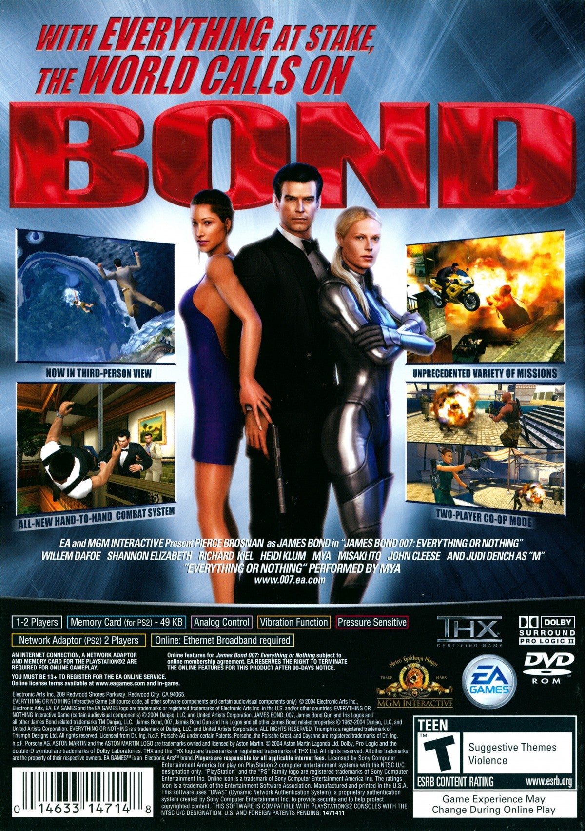 007: Everything or Nothing PS2 action-adventure video game back cover art