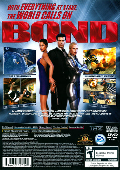 007: Everything or Nothing PS2 action-adventure video game back cover art