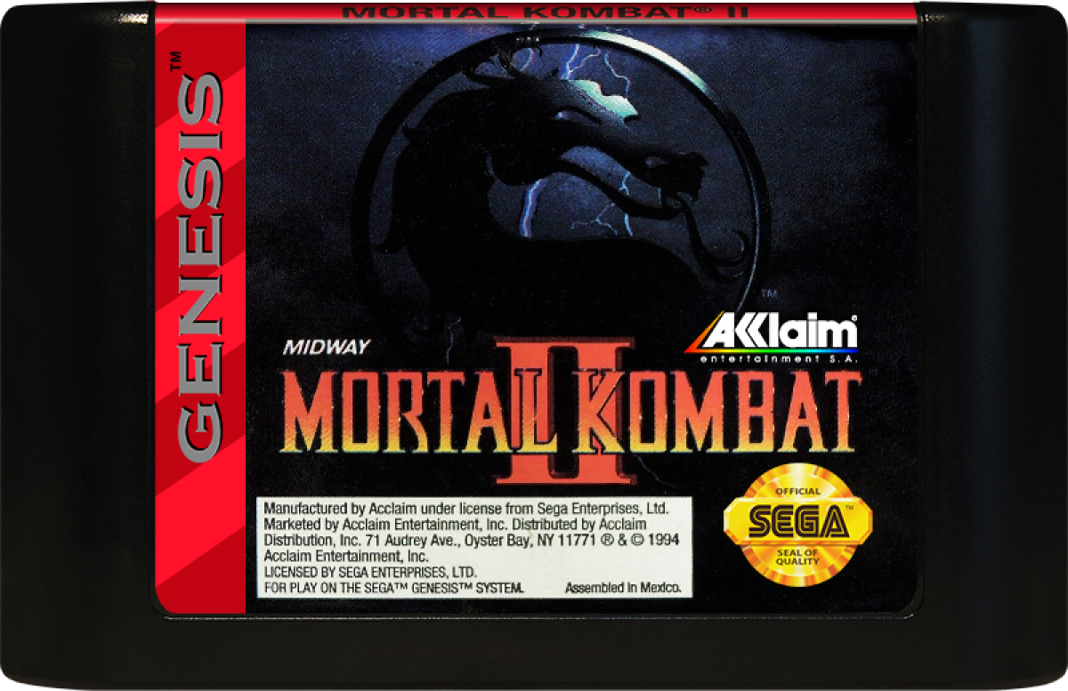 Mortal Kombat II cartridge for Sega Genesis (GEN) video game