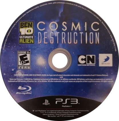 Ben 10 Cosmic Destruction PS3 featuring action adventure gameplay with Ben Tennyson and alien transformations disc