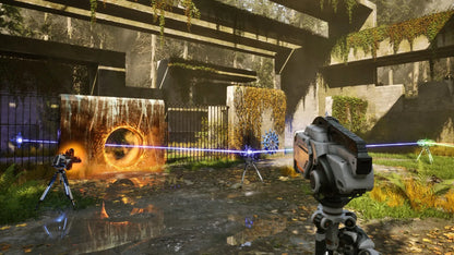 The Talos Principle Nintendo Switch inspired design featuring philosophical first person puzzle adventure aesthetic ancient ruins futuristic simulation environment logic based challenges thought provoking narrative exploration atmospheric sci fi presentation gameplay 