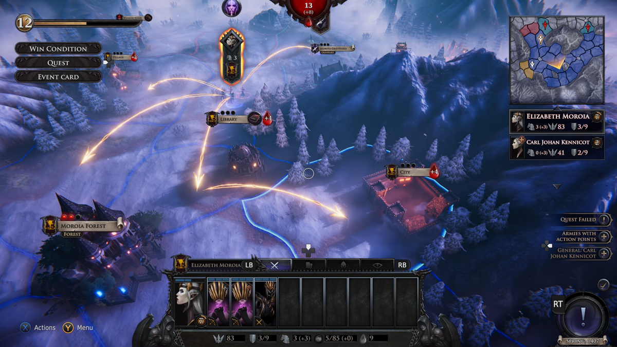 Immortal Realms: Vampire Wars gameplay for Xbox One (XONE) dark fantasy strategy video game