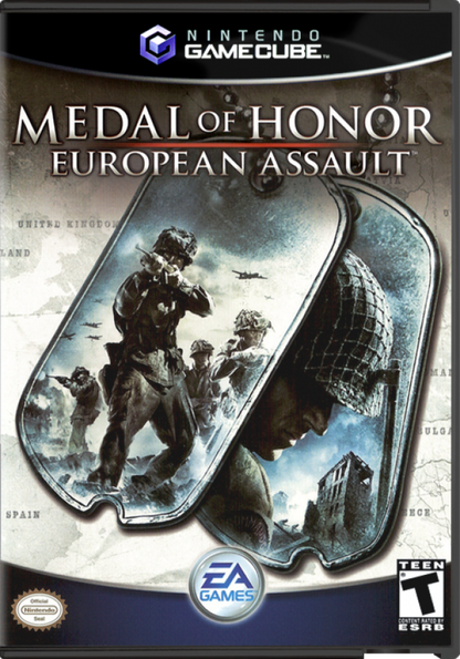 Medal of Honor: European Assault cover art for GameCube (GC) World War II first-person shooter video game