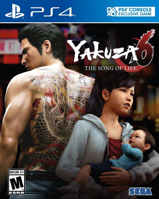 Yakuza 6: The Song of Life – PlayStation 4 (PS4) video game cover image, action-adventure role-playing game.