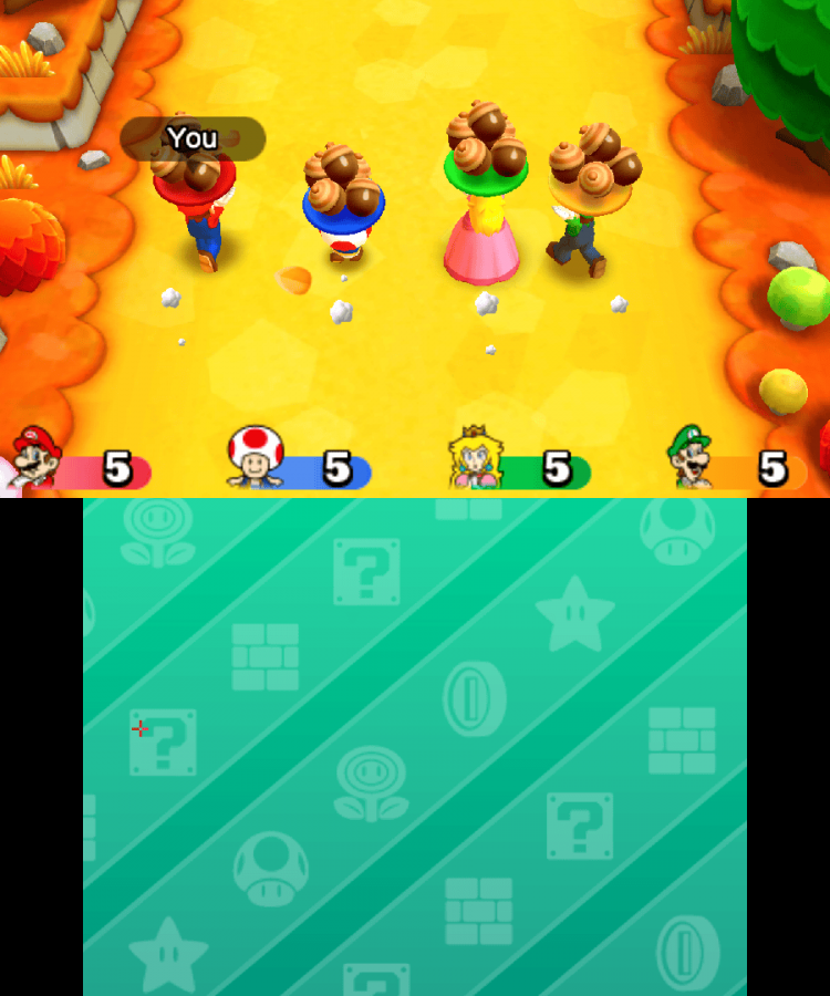 Mario Party Star Rush Nintendo 3DS game featuring party style gameplay with fast paced mini games multiplayer modes and simultaneous movement mechanics across colorful boards with Mario and friends gameplay 
