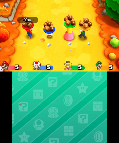Mario Party Star Rush Nintendo 3DS game featuring party style gameplay with fast paced mini games multiplayer modes and simultaneous movement mechanics across colorful boards with Mario and friends gameplay 