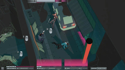 Retro John Wick Hex PS4 inspired design featuring tactical action strategy aesthetic neon noir assassin gameplay stylized gun fu combat cinematic hitman missions fast paced turn based combat inspired by the iconic action thriller franchise gameplay 