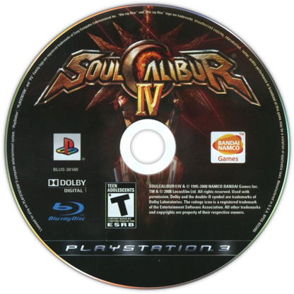 Soul Calibur IV disc art for PlayStation 3 (PS3) video game