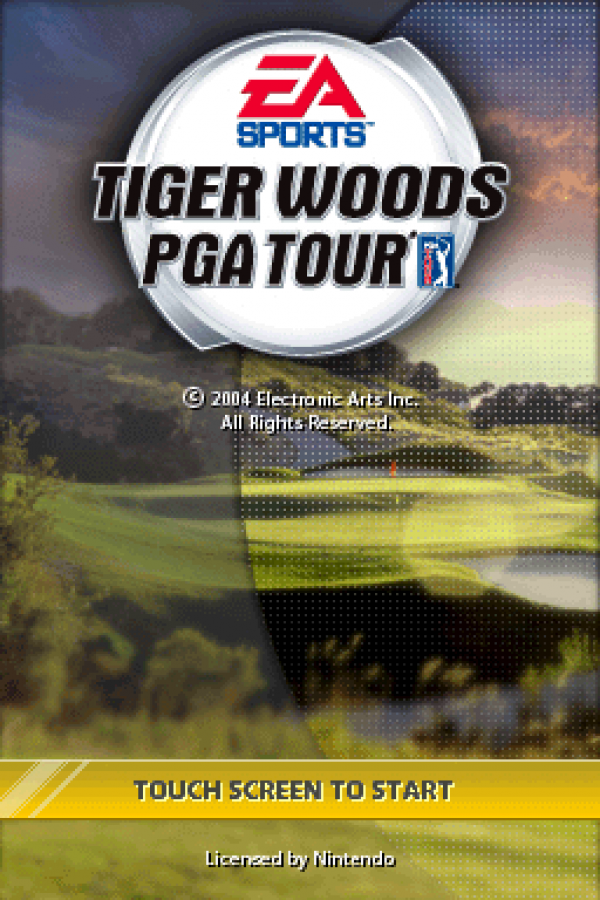 Tiger Woods PGA Tour title screen for Nintendo DS (DS) video game
