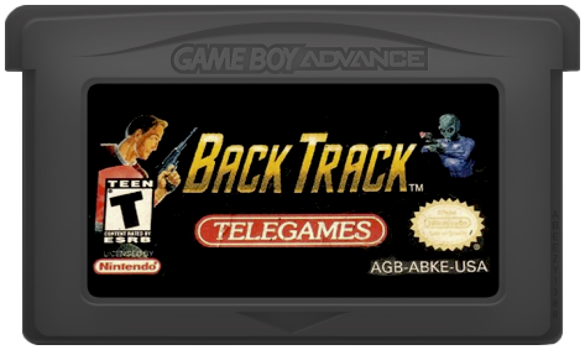 BackTrack Game Boy Advance GBA video game featuring first person shooter gameplay sci fi exploration alien environments weapon combat enemy encounters mission based action and classic handheld gaming retro video game collection collectible gaming appeal cartridge 