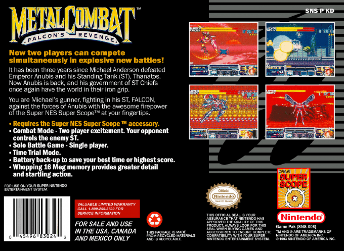 Rise of the Robots Super Nintendo Entertainment System SNES retro video game fighting action featuring robotic combat challenging battles futuristic robot gameplay mechanical enemies classic 16 bit graphics Super Nintendo gaming experience retro game collection appeal back cover art