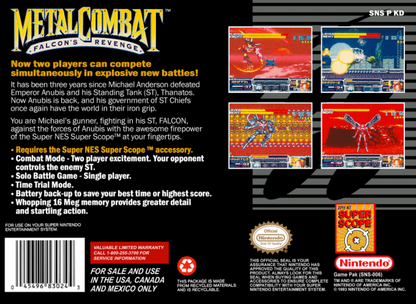 Rise of the Robots Super Nintendo Entertainment System SNES retro video game fighting action featuring robotic combat challenging battles futuristic robot gameplay mechanical enemies classic 16 bit graphics Super Nintendo gaming experience retro game collection appeal back cover art