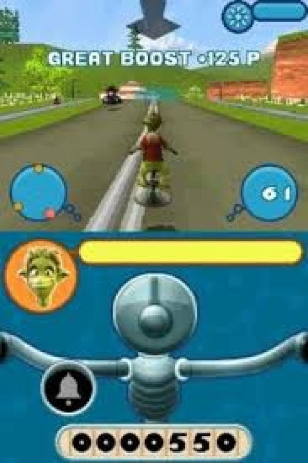Planet 51 Nintendo DS video game, action adventure, movie tie-in gameplay, family-friendly handheld console title gameplay screenshot