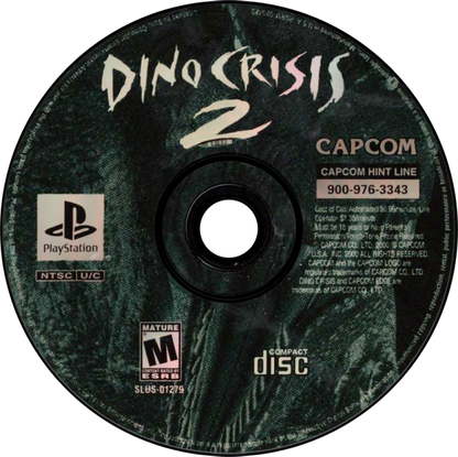 Dino Crisis 2 PS1 PlayStation 1 survival horror action game dinosaur shooter Capcom arcade style combat Regina third person adventure retro video game disc